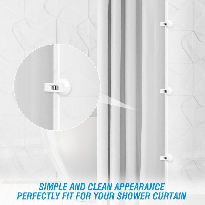 ADLABLD 6 Pack Shower Curtain Clips Self Adhesive Shower Curtain Holder with Suction Cup to Prevent Water Splashing Out Windproof Splash Guard for Inside Liner - Image 2